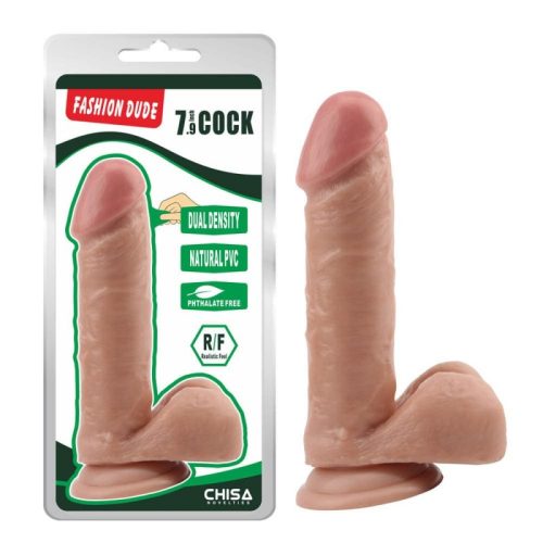 Fashion Dude 7.9 inch Cock Flesh - Herés, vízálló, letapasztható dildó