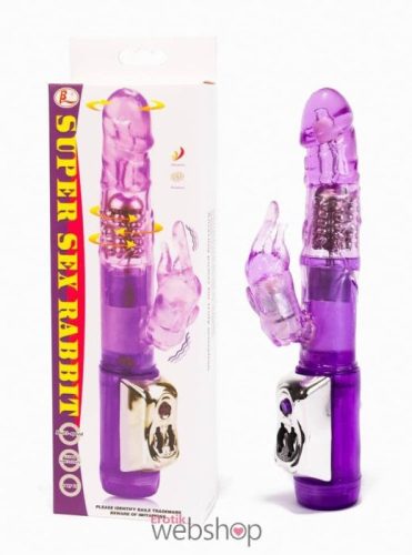 Debra Super Sex Rabbit Vibrator Purple- Fémgyöngyös vibrátor vibráló kis nyuszival 