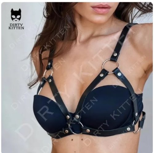 EwToys harness fekete, műbőr heveder nőknek S-L - 02