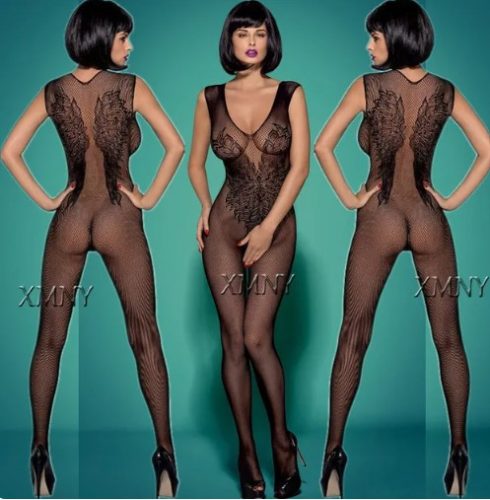 EwToys Bodystocking B07 - Fekete harisnyaoverall