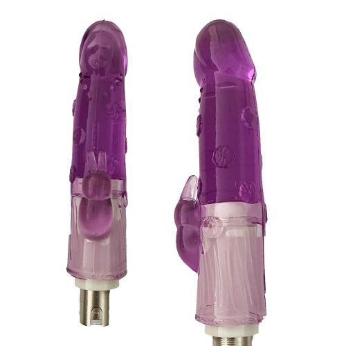 EwToys - Szexgép nyuszi dildo 08. - Lila, zselés csiklóizgatós 14 cm.