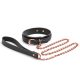 Ns Toys - Bondage Couture - Collar and Leash - Black - Fekete, műbőr nyakörv és póráz