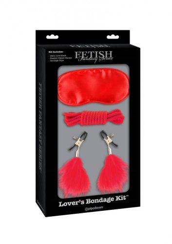 Pipedream Fetish Fantasy Series Lovers Bondage Kit  - Szemmaszk, kötél, tollas mellbimbócsipesz BDSM szett