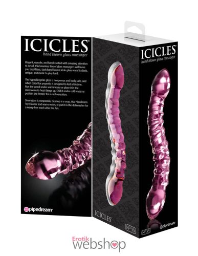 Pipedream ICICLES NO 55- Redőzött, rücskös, hullámos dildó üvegből