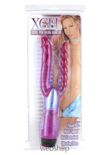 Seven Creations Xcel Double Penetrating Vibrator Purple- Hüvely és anal vibrátor